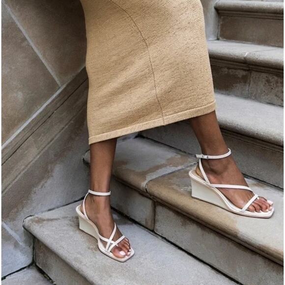 Dolce Vita Gemini Leather Strappy Wedge Sandal Cream Size 11 Minimal Summer - Picture 2 of 12